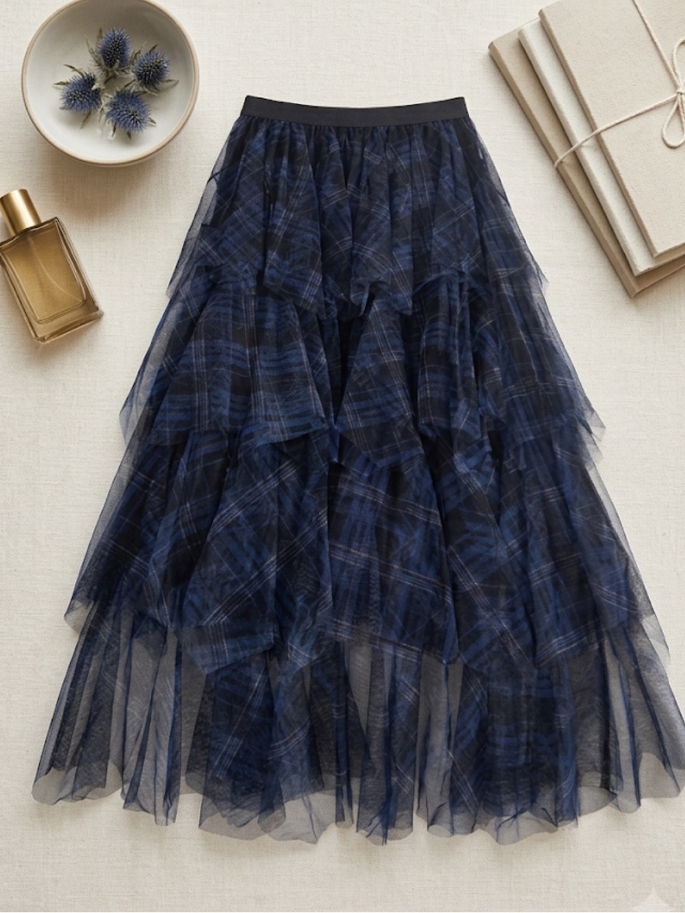Purple Mesh Frilly Plaid Grunge Skirt – Size XL | Y2K Alt Aesthetic Fairy Grunge - Picture 2 of 7